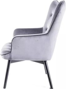 Fotoliu Carmen velvet gri Blu14/negru mat