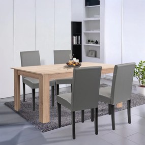 Set de masă Leon 4+1, gri stejar Sonoma