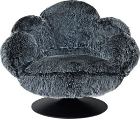 Fotoliu de relaxare rotativ 360° tip Lounge, tapițerie Mink Cashmere, bază metalică neagră Ø60 cm, Gri, 96x93x78 cm