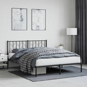 374439 vidaXL Cadru de pat metalic cu tăblie, negru, 150x200 cm