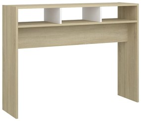 808310 vidaXL Masă consolă, alb și stejar sonoma, 105x30x80 cm, PAL