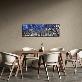 Tablou - Copaci albaștri Central Park, New York (cu ceas) (90x30 cm)