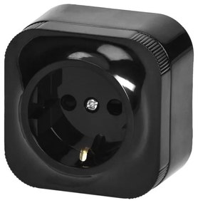 Priza simpla cu impamantare, montaj aplicat, IP20, Neagra, OR-OE-7205(GS)/B/10 Orno
