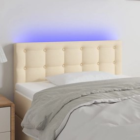 Tablie de pat cu LED, crem, 100x5x78 88 cm, textil 1, Crem, 100 x 5 x 78 88 cm