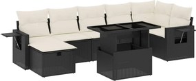 vidaXL Set mobilier de grădină cu perne, 8 piese, negru, poliratan