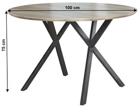 Masa de sufragerie, stejar gri   negru, diametru 100 cm, AKTON