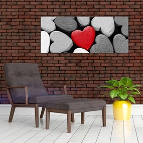 Tablou cu inimioare din lemn (120x50 cm)