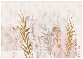 Fototapet - Plante metalice - ramuri pictate cu culori delicate și aur