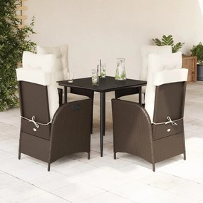 3213195 vidaXL Set mobilier de grădină, 5 piese, cu perne, maro, poliratan