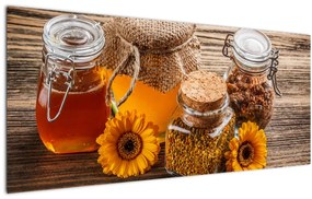 Tablou - Natura morta cu borcane de miere (120x50 cm)