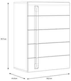 Comoda Stanga Atentivo Stejar Nordic Gri Si Alb Lucios, 70.2 Cm