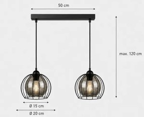 Lustră pe cablu SOLO BLACK 2xE27/60W/230V