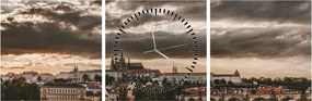Tablou - Praga înnorită (cu ceas) (90x30 cm)