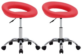 333279 vidaXL Scaune de sufragerie pivotante 2 buc. roșu piele artificială