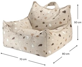 Fotoliu puf pentru copii maro deschis cu tapițerie din țesătură bouclé/cu tapițerie din chenille Terrazzo Chair – Wigiwama