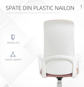 Vinsetto Scaun de birou ergonomic și căptușit, cu înălțime ajustabilă și balans, 62x56x110-119,5 cm, roz | Aosom Romania