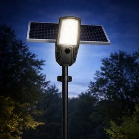 Lampă stradală LED reglabilă cu senzor și panou solar KOBRA, 400 W / 24.000 mAh, IP65, antracit + telecomandă