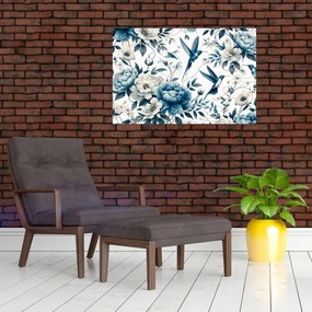 Tablou - Colibri cu flori (90x60 cm)