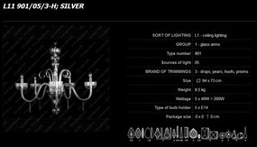 Lustra 5 brate cristal Bohemia, L11 901/05/3-H