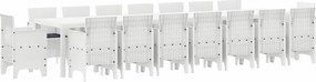 vidaXL Set de masă de grădină cu perne cu pernă 17 pcs Alb PP
