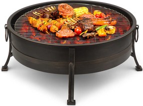 Blumfeldt CATANIA 2-în-1, vas pentru foc Ø80cm, protecție împotriva flăcărilor, grill Ø70cm, oțel, motiv antic