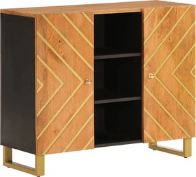 vidaXL Dulap lateral, maro și negru, 90x33,5x75 cm lemn masiv de mango