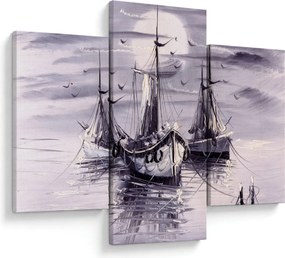 Tablou - Port marin, pictură în ulei (90x60 cm)
