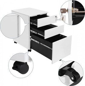 Corp mobil pentru birou / rollbox, 52 x 39 x 60 cm, metal, alb, Songmics