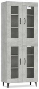 3114839 vidaXL Dulap înalt, gri beton, 69,5x34x180, lemn compozit