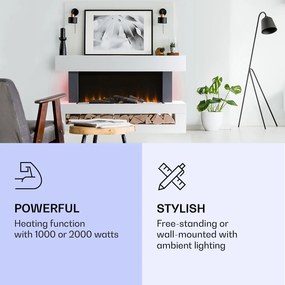 Klarstein Studio Light & Fire 3 Smart, Șemineu, 1000 / 2000 W, MDF, WiFi Control