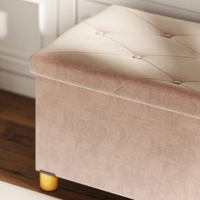HOMCOM Banc de depozitare capat de pat pliabil volum 67 L capacitate de incarcare 120 kg cu capac 76L x 38l x 38H cm roz | Aosom Romania