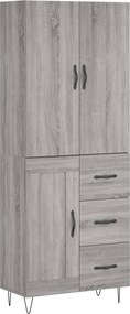 vidaXL Dulap înalt, gri sonoma, 69,5x34x180 cm, lemn compozit