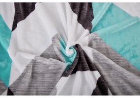 Lenjerie de pat gri/turcoaz din micropluș/cocolino pentru pat de o persoană 140x200 cm Abstract – My House