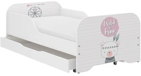 Pat frumos pentru copii, cu ursuleț drăguț de pluș 140 x 70 cm