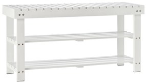 HOMCOM Banc pentru pantofi din lemn cu 3 niveluri cu rafturi de depozitare și compartiment ascuns, 90 x 29 x 45 cm, alb | Aosom Romania