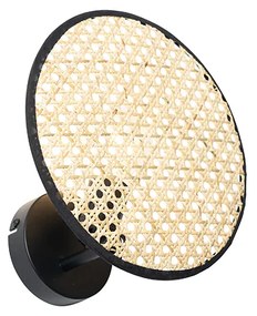 Aplică rustică neagră cu ratan 25 cm - Kata