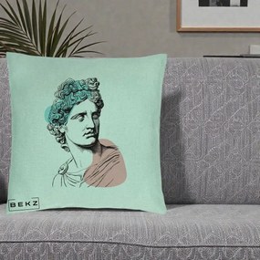 Perna Decorativa Bust Grec Vaporwave, 40x40 cm, Verde Menta, Husa Detasabila, Perna Inclusa, BEKZ®
