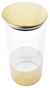 TEMPO-KONDELA GOLZA, borcane din sticlă, set de 3, cu capac, sticlă/metal