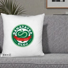Perna Personalizata Sanatatea Cluj Servicii Publice 1986, 40x40 cm, Alb Pufos, Husa Detasabila, Perna Inclusa, BEKZ®