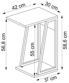 Măsuță laterală Nidupe 3 (stejar zafir + alb) . 1094764