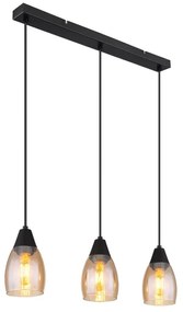 Lustra suspendata design modern REID negru, chihlimbar