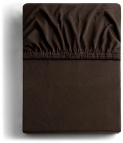 Cearceaf maro închis din jerseu cu elastic 180x200 cm Amber – Restilo