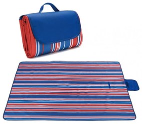 Pătură de picnic cu model în dungi albastru-roșu 200 x 145 cm