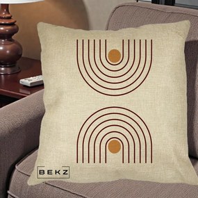 Perna Decorativa Geometric Boho Arc, 40x40 cm, Crem, Husa Detasabila, Perna Inclusa, BEKZ®