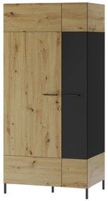 Dulap de haine Lorren 70 (stejar artisan + negru mat). 1068174