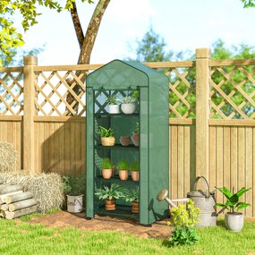 Outsunny Seră Portabilă, Seră pentru Flori și Plante pentru Exterior cu 4 Rafturi, Prelată PE, Verde | Aosom Romania