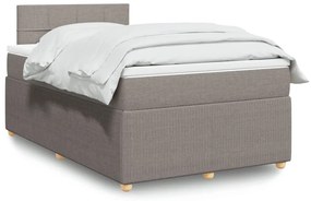 vidaXL Pat box spring cu saltea, gri taupe, 120x200 cm, textil