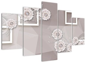 Tablou - Imagine flori bej (150x105 cm)