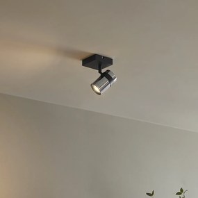 Spot modern negru cu sticlă fumurie, rotativ și înclinabil - Gianni