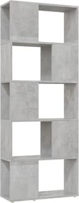 vidaXL Bibliotecă/Separator cameră, gri beton, 60x24x155 cm
